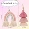 Hicarer 2 Pieces Boho Rainbow Keychains Pom Colorful Pom Tassel Macrame Keychains Car Keyring Holder for Women GiftFresh Color