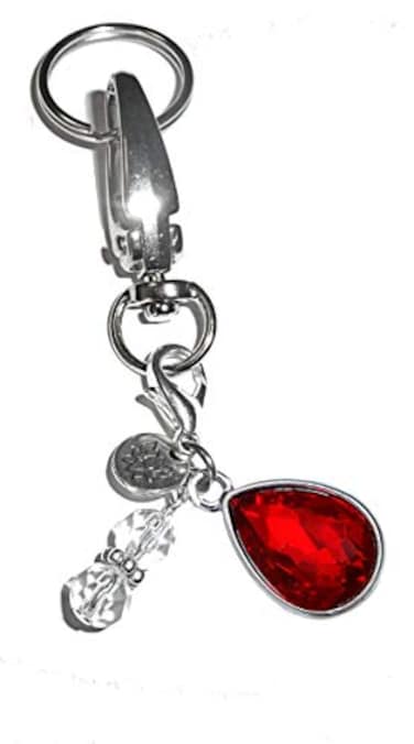 Hidden Hollow Beads Birthstone Charm Key Chain Ring Womens Purse or Necklace Charm Comes in a Gift Bag July