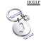 HOLLP Initial Disc Charm Keychain 26 Letters Alphabet Key Ring AZ Initial English Charm Keychain SilverJ