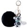 HONYJOOM Bling Bear Keychain for Women Cute Black Pom Pom Keychain Car Keychains for Women Girls
