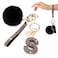 HONYJOOM Initial Letter Keychain for Women Girls Girly Bling Rhinestone Sparkly Key Chains Cute Car keys Backpack Bag Charms Pom Pom Keychains Wristlet Accessories S keychain black