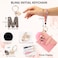 HONYJOOM Initial Letter Keychain for Women Girls Girly Bling Rhinestone Sparkly Key Chains Cute Car keys Backpack Bag Charms Pom Pom Keychains Wristlet Accessories S keychain black