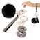 HONYJOOM Initial Letter Keychain for Women Girls Girly Bling Rhinestone Sparkly Key Chains Cute Car keys Backpack Bag Charms Pom Pom Keychains Wristlet Accessories S keychain black