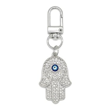 Jasimkiss Evil Eye Keychains Hamsa Hand keychains Protection Charm Car Key Ring Bag Purse Accessories Good Luck Amulet C Silver