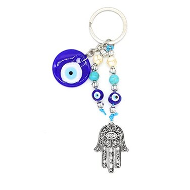 Jasimkiss Evil Eye Keychains Hamsa Hand keychains Protection Good Luck Amulet Charm Key Ring Bag Purse Accessories A