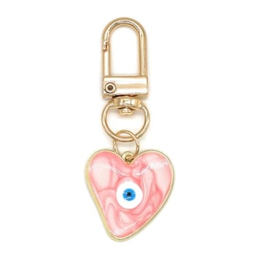 Jasimkiss Evil Eye Keychains Sweatheart Keychains Protection Charm for Women Men Car Key Ring Bag Purse Accessories Pink