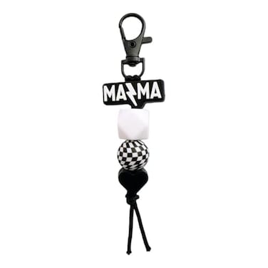 Jgrprlq Mama Keychain Checkered Black Mom Key Ring for Car Keys Purse Backpack Mom Birthday Gifts Mothers Day Gift