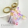 JINGUAZI Initial letter Keychains for Women Tassel Butterfly Pink Cute Car Keychain for Wallet Purses Backpack Purple A