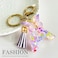 JINGUAZI Initial letter Keychains for Women Tassel Butterfly Pink Cute Car Keychain for Wallet Purses Backpack Purple A