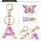 JINGUAZI Initial letter Keychains for Women Tassel Butterfly Pink Cute Car Keychain for Wallet Purses Backpack Purple A