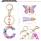 JINGUAZI Initial letter Keychains for Women Tassel Butterfly Pink Cute Car Keychain for Wallet Purses Backpack Purple C