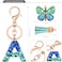 JINGUAZI Initial letter Keychains for Women Tassel Butterfly Pink Purple Cute Car Keychain for Wallet Backpack bag charm ABlue Green