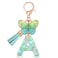 JINGUAZI Initial letter Keychains for Women Tassel Butterfly Pink Purple Cute Car Keychain for Wallet Backpack bag charm AGreen
