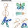 JINGUAZI Initial letter Keychains for Women Tassel Butterfly Pink Purple Cute Car Keychain for Wallet Backpack bag charm KBlue Green