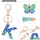 JINGUAZI Initial letter Keychains for Women Tassel Butterfly Pink Purple Cute Car Keychain for Wallet Backpack bag charm KBlue Green