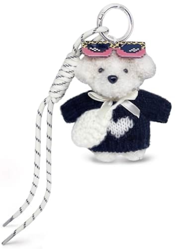 Joedy Bear Keychain Bag Charms Purse Charms Cute Keychains for Women Handbags Backpacks Wallet Black White