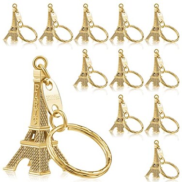 Junkin 30 Pieces Eiffel Tower Keychain Retro Decorations Purse Charms Statue Model Prom Keychain French SouvenirsGold