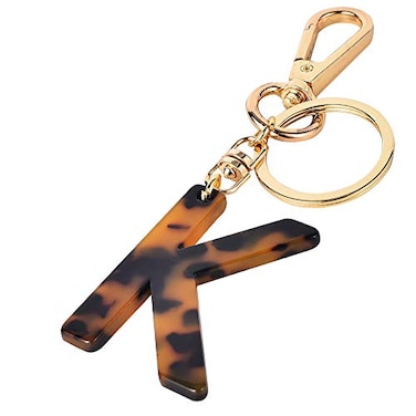 Junyuerly Letter Key Chains Accessories for Women and GirlsGold Initial Key Ring Tortoise Shell Bag Charm for Car Keys K