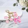 Jusen Resin Alphabet Initial Letter Keychain Tassel Flower Pendant Key Ring for Purse Handbag Car Keys Npink