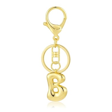 Kainier Gold Bubble Initial Keychain for Women Bag Charm Purse Key Alphabet Handbags Pendant Accessories Gift Alphabet B