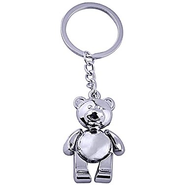 Katenpid Cute Metal Bear Keychain Limbs Removable Teddy Bear Keyring Silver