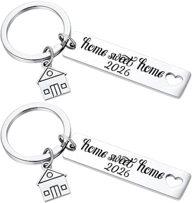 Kvekstio 2PCS 2026 Home Sweet Home Key Chain Housewarming Presents New Homeowner Keychain Closing Gift Ideas Real Estate Gifts From Agent For Client Congratulations