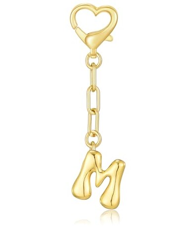 LAEKOU Initial Bag Charms Keychain Letter Key Chain Charm Accessories for Women Purse Handbags Backpack Cute Alphabet Keychains