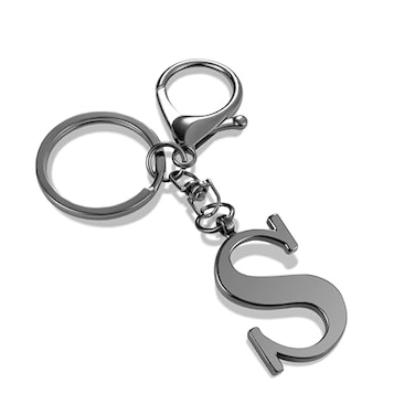 LAXPICOL Black Keychain Letter S Keychains for Women Men Bag Charms Purse Charms For Handbags Metal Alphabet Initial Letter Key Ring Keychain