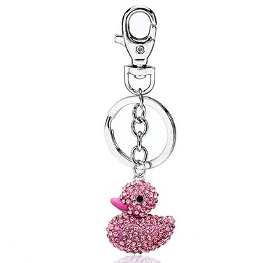 Liavy's Liavys Classic Duck Rubber Ducky Charm Fashionable Keychain Sparkling Crystal Pink