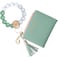 Manlosen Keychain Bracelet Wristlet Silicone Beaded Key Ring Bracelet with Wallet Card Holder Pocket for Womens Green