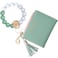 Manlosen Keychain Bracelet Wristlet Silicone Beaded Key Ring Bracelet with Wallet Card Holder Pocket for Womens Green