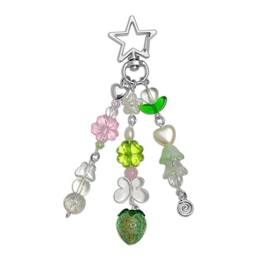 Nalefow Beautiful Keychain Charms Bag Charms Cute Cherry Strawberry Flower Key Chains Accessories Decor for Keys Bags Purses Gift Green Strawberry