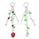 Nalefow Cute Pink Keychain Fuzzy Cat Keychain Aesthetic Y2K KeychainCharms Stylish KeychainsAccessories for Bag keychain Purse Gifts 2PCS Strawberry Leaf Sets