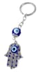Nazareth Store Evil Eye Silver Hamsa Keychain Hand Fatima Protection Charm Key holder Good Luck Keychain Amulet