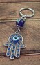 Nazareth Store Evil Eye Silver Hamsa Keychain Hand Fatima Protection Charm Key holder Good Luck Keychain Amulet