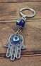 Nazareth Store Evil Eye Silver Hamsa Keychain Hand Fatima Protection Charm Key holder Good Luck Keychain Amulet