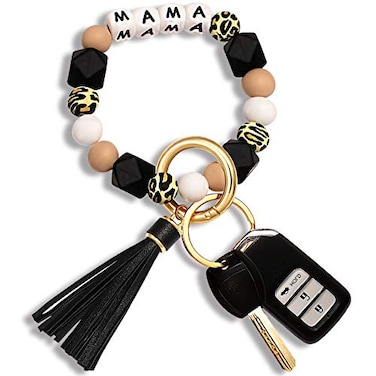 NVENF Silicone Wristlet Keychain Bracelet for Women Portable House Car Keys Ring Holder MAMA