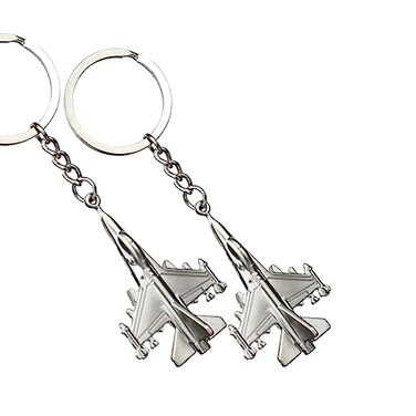 ODETOJOY 2Pcs Military Fighter Jet Airplane Keychain Zinc Alloy Aircraft Key Ring Silver Aviation Key Holder for Men Pilots Aviation Enthusiasts