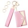 OHKYOOT Wristlet Keychain with 3 Key Rings D Ring and Slim Wallet Pink