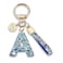 JINGUAZI Pink Blue White Initial Letter Keychain Gift for Women Girls Bling Sparkly Cute Backpack Car Key Accessories Lanyard Ablue