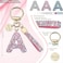 JINGUAZI Pink Blue White Initial Letter Keychain Gift for Women Girls Bling Sparkly Cute Backpack Car Key Accessories Lanyard Apink