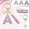 JINGUAZI Pink Blue White Initial Letter Keychain Gift for Women Girls Bling Sparkly Cute Backpack Car Key Accessories Lanyard Apink
