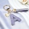 JINGUAZI Pink Blue White Initial Letter Keychain Gift for Women Girls Bling Sparkly Cute Backpack Car Key Accessories Lanyard Apurple