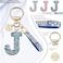 JINGUAZI Pink Blue White Initial Letter Keychain Gift for Women Girls Bling Sparkly Cute Backpack Car Key Accessories Lanyard Jblue