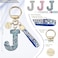 JINGUAZI Pink Blue White Initial Letter Keychain Gift for Women Girls Bling Sparkly Cute Backpack Car Key Accessories Lanyard Jblue