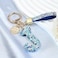 JINGUAZI Pink Blue White Initial Letter Keychain Gift for Women Girls Bling Sparkly Cute Backpack Car Key Accessories Lanyard Jblue