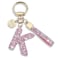 JINGUAZI Pink Blue White Initial Letter Keychain Gift for Women Girls Bling Sparkly Cute Backpack Car Key Accessories Lanyard Kpink