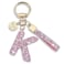 JINGUAZI Pink Blue White Initial Letter Keychain Gift for Women Girls Bling Sparkly Cute Backpack Car Key Accessories Lanyard Kpink