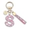 JINGUAZI Pink Blue White Initial Letter Keychain Gift for Women Girls Bling Sparkly Cute Backpack Car Key Accessories Lanyard Spink