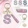 JINGUAZI Pink Blue White Initial Letter Keychain Gift for Women Girls Bling Sparkly Cute Backpack Car Key Accessories Lanyard Spink